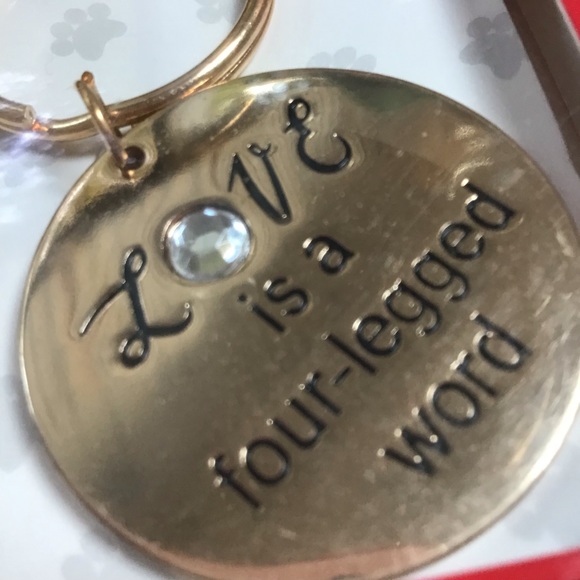 Love Is A Four Legged Word Pet Owner’s Gold Tone Keychain NWT - Picture 2 of 10